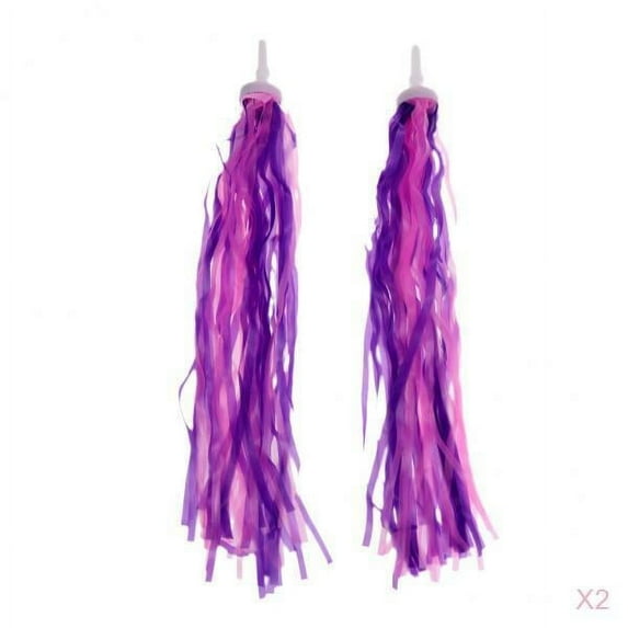 4x Nylon Handlebar Streamers Bike Handle Bar Tassels Ribbons Accessories - Purple