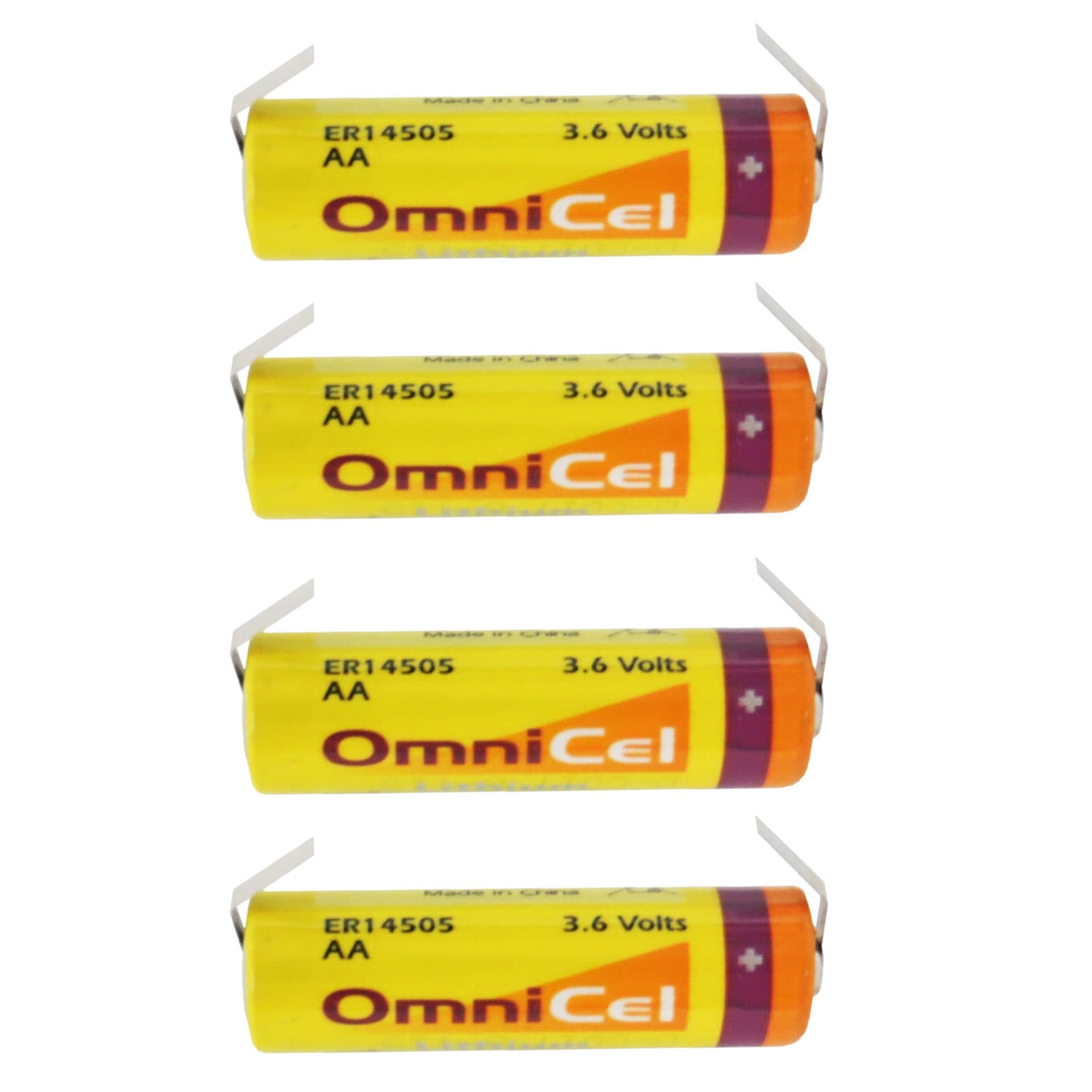 4x OmniCel ER14505 3.6V 2.4Ah Sz AA Lithium Battery Tabs Tracking Backup AMR