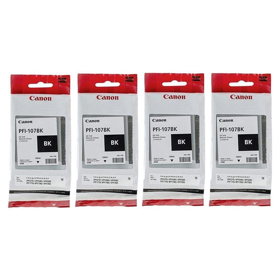 Canon 4x PFI-107 130ml Ink Tank for Canon iPF680/685/780/785, Black