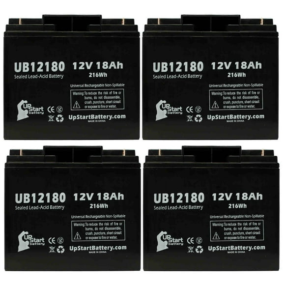 4x Pack - Compatible APC RBC7 Battery - Replacement UB12180 Universal Sealed Lead Acid Battery (12V, 18Ah, 18000mAh, T4 Terminal, AGM, SLA)