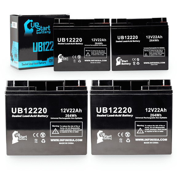 4x Pack - Compatible APC SMART-UPS SUA5000RMT5U Battery - Replacement UB12220 Universal Sealed Lead Acid Battery (12V 22Ah, 22000mAh, T4 Terminal, AGM, SLA)