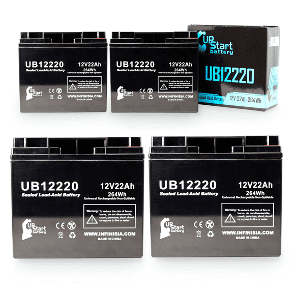 4x Pack - Compatible FIRE LITE FCPS-24FS8 Battery - Replacement UB12220 Universal Sealed Lead Acid Battery (12V, 22Ah, 22000mAh, T4 Terminal, AGM, SLA)