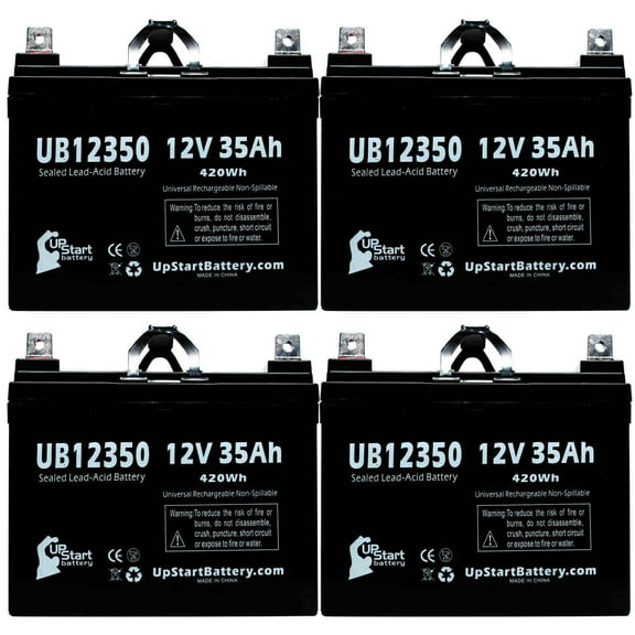 4x Pack - Compatible Ford 75 Battery - Replacement UB12350 Universal Sealed Lead Acid Battery (12V, 35Ah, 35000mAh, L1 Terminal, AGM, SLA)