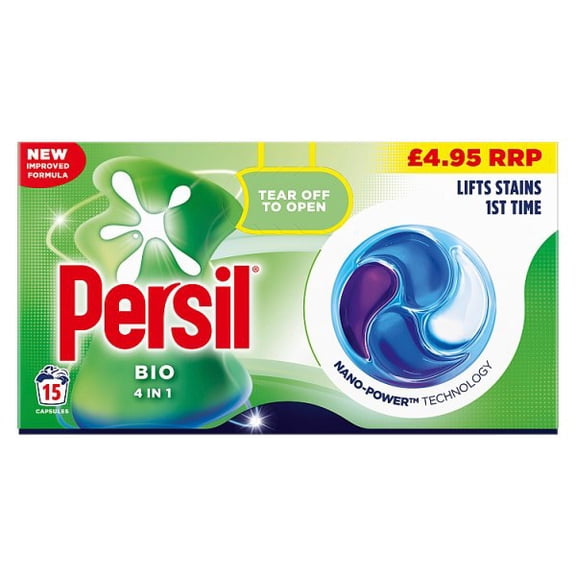 4x Persil Bio 4 in 1 Fast-Dissolving Laundry Capsules, 15 Loads