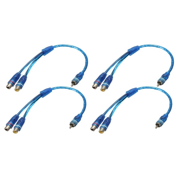 4x Phono Y Splitter Lead Adapter Cable 1 Male To 2 Female Car Connector 30cm