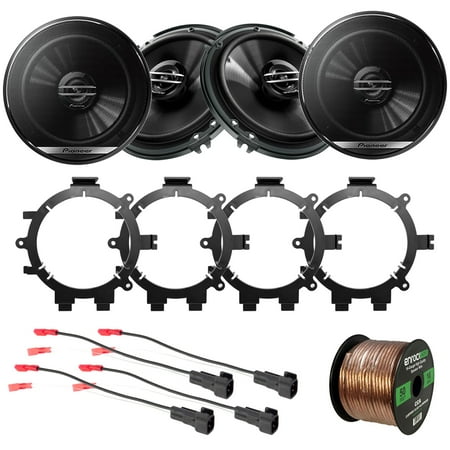4x Pioneer TS-G 6.5" 2-Way Coaxial Car Speakers 300W Max./40W Nominal, with 4x Enrock Speaker Mounting Brackets, 4x Speaker Wire Harness
