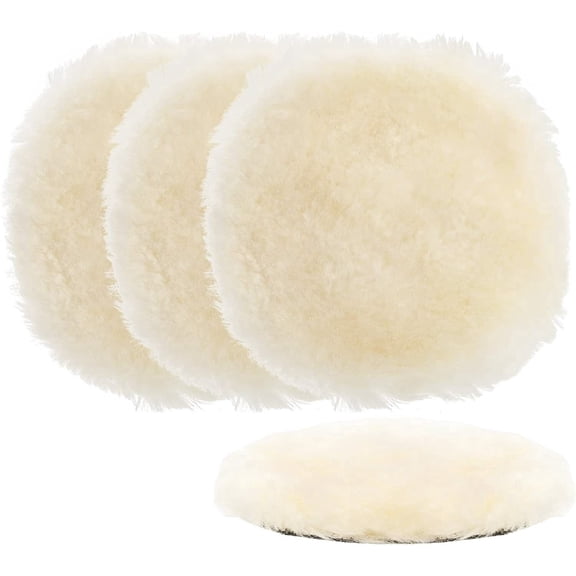SATC 4Pcs 5 inch Car Waxes Automotive Polishing Pads Pure Wool Car Buffer Polisher Waxing Buffing Wheel Kit