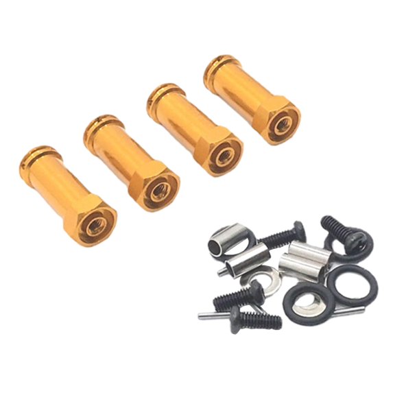 4x RC Metal Wheel hub Adapter for 12428 12423 A949 A959 A969 A979 124018 124019 Fy01 05 06 DIY Pieces on - Golden