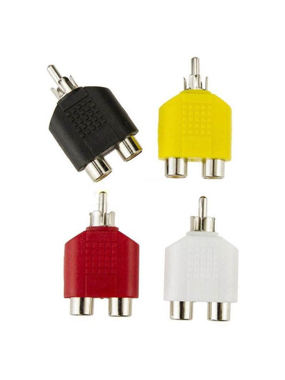 4x RCA Y Splitter AV Audio Video Plug Converter 1 Male to 2 Female