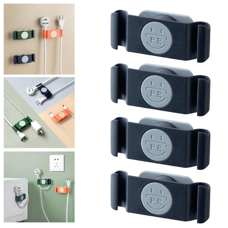 4x Rotary Holder Hook ,Storage Cable Protector Cord Holder Strong Cable Clip Kitchen Hook for Wall Shower Kitchen household goods Office Blue