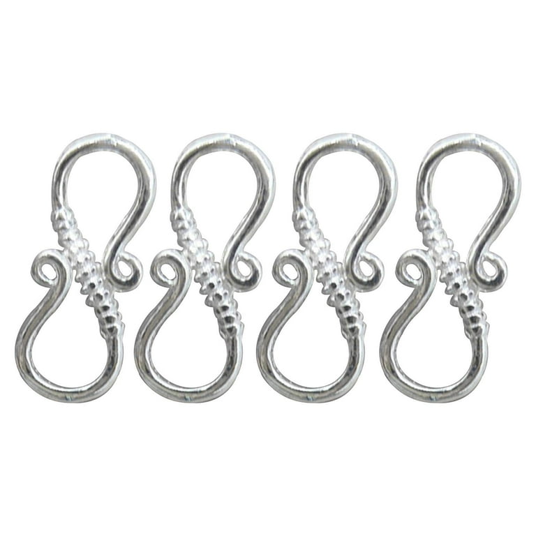 4x S Hook Clasp Sterling Connectors 0.47in Necklace Clasps Eye Clasp Jewelry Making Clasp for Jewellery Findings Necklace without Jump Rings
