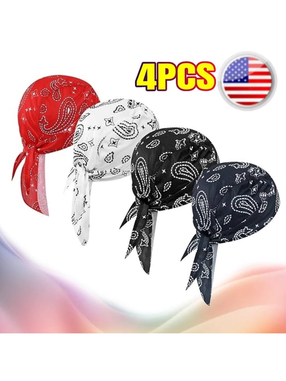 4x Skull Cap Do Rag Cotton Bandana Head Wrap Biker Motorcycle Cycling Sports Cap