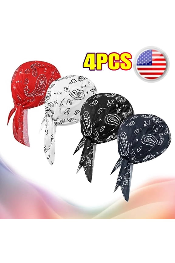 4x Skull Cap Do Rag Cotton Bandana Head Wrap Biker Motorcycle Cycling Sports Cap