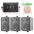 thumbnail image 1 of 4x Speakers Bundle Package: 2 Pairs of Enrock Audio EKMR408B 4-Inch 200 Watts Black 3-Way Indoor / Outdoor Marine Boat Box-Speaker Combo With 50 Foot 18 Guage Speaker Wire, 1 of 4