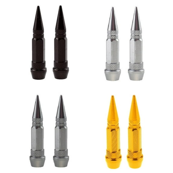 4x Spike Bullet Valve Stem Caps Covers Tire Wheel Screw-on Metal Aluminum 2.5"