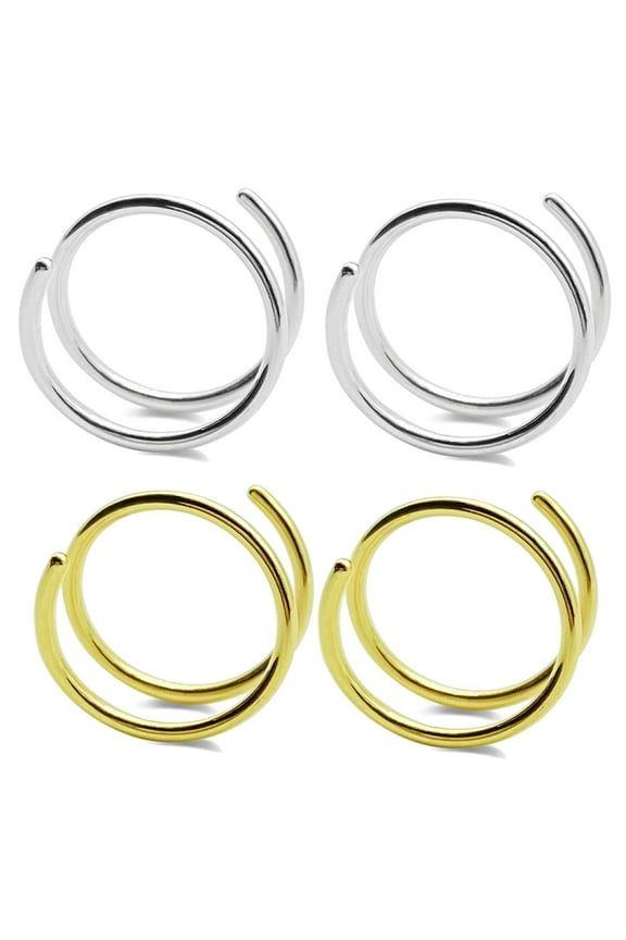 4x Spiral Nose Ring Left or Right Single Pierced Nose Piercing for Women Men