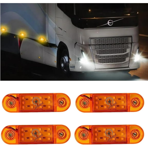 4x Trailer RV Marker LED Light 12LED Clearance Light Amber 35.5"x1" Truck Trailer Side Marker Lights 12V Rectangular LED Side Marker Light Indicators Surface Mount Camper Trucks