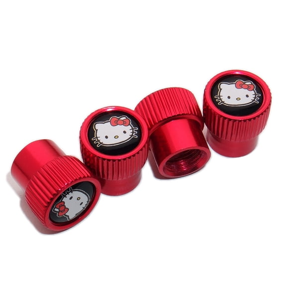4x Universal Fit Hello Kitty Car Wheels Tire Air Valve Caps Stem Dust Cover Red