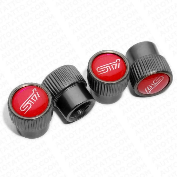 4x Universal Fit Subaru STI Car Wheels Tire Air Valve Caps Stem Dust Cover Grey