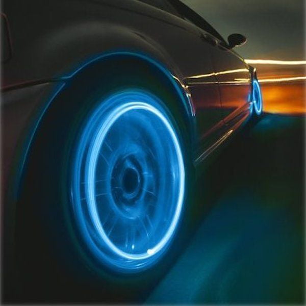 4x Vehicle Non-Flashing Tire Valve Stem Caps LED Lights 4-Piece Car Kit  (Blue)