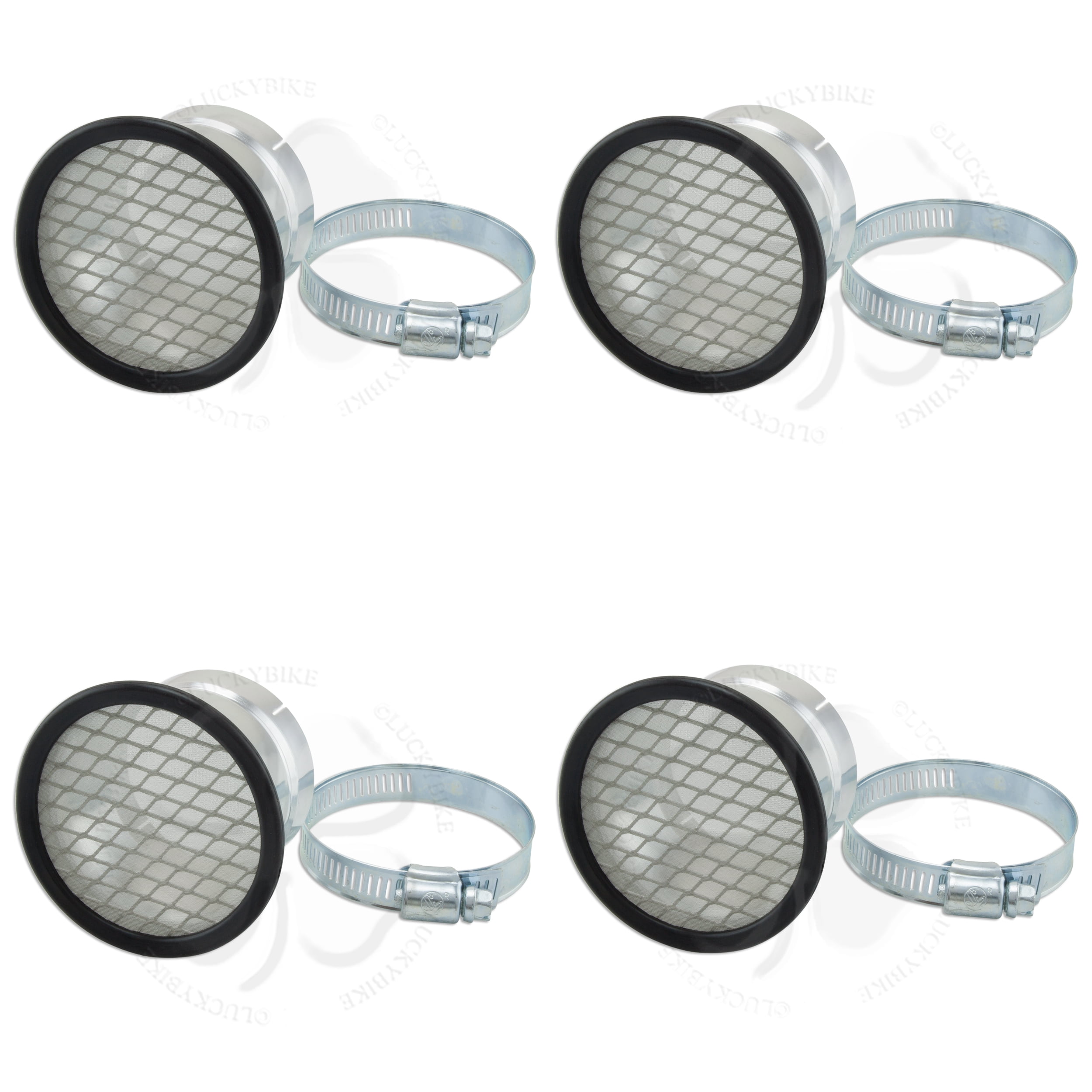 Carb Stack Filter 4x Velocity Stack 53.5mm 2 1/8 Universal Carb Air Horn Clamp On Mesh ...