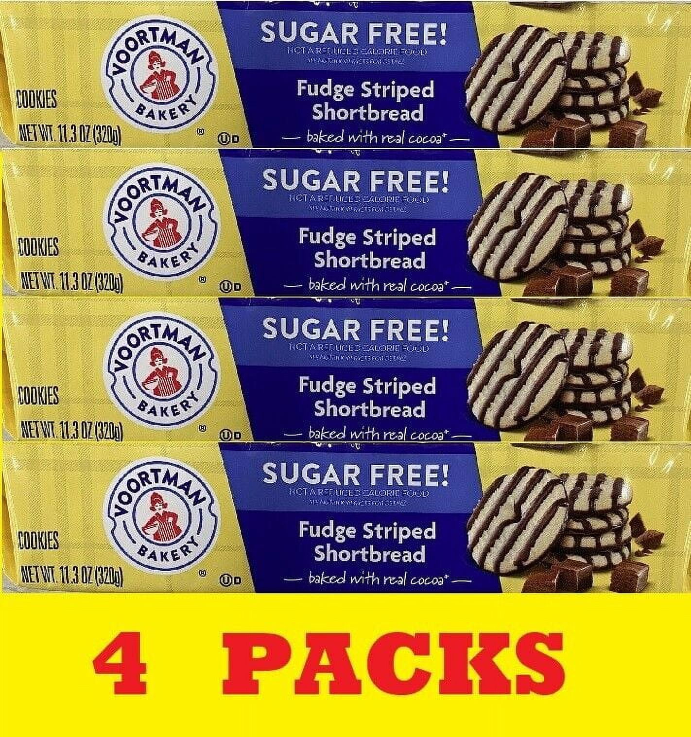 4x Voortman Bakery SUGAR FREE Fudge Striped Shortbread Cookies 11.3 Oz