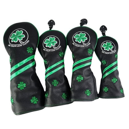 4x Waterproof Golf Club Headgear Driver Headgear Embroidery Pattern with , Black 40x30cm