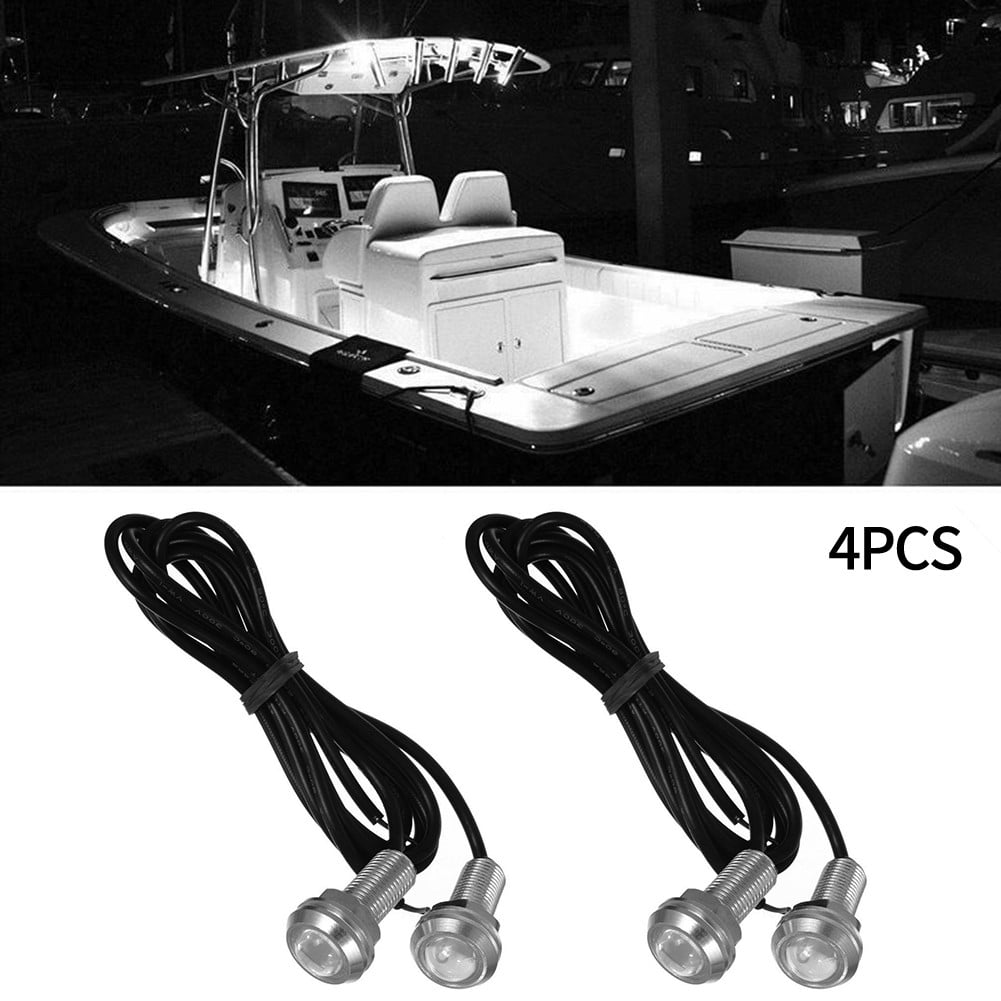 4X White Led Boat Light Silver Waterproof Outrigger Spreader Transom
