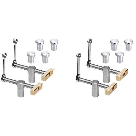 4x Woodworking Adjustable Desktop Clip with 8Pc 20mm Dog Holes Stop,Clip Clamp Fixture Vise Joinery Carpenter,4 sets x woodworking desktop clips 8 x tenon,Silver
