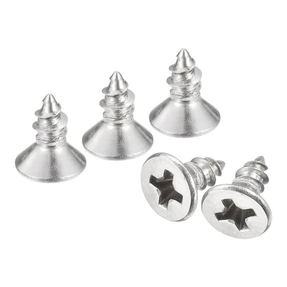 Uxcell #4x1/4" Wood Screws, 100 Pack Phillips Self Tapping Screws 304 Stainless Steel