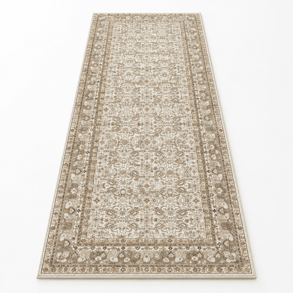 4x10 Beige/Grey/Orange Vintage Washable Non-Slip Hallway Runner Rug ...