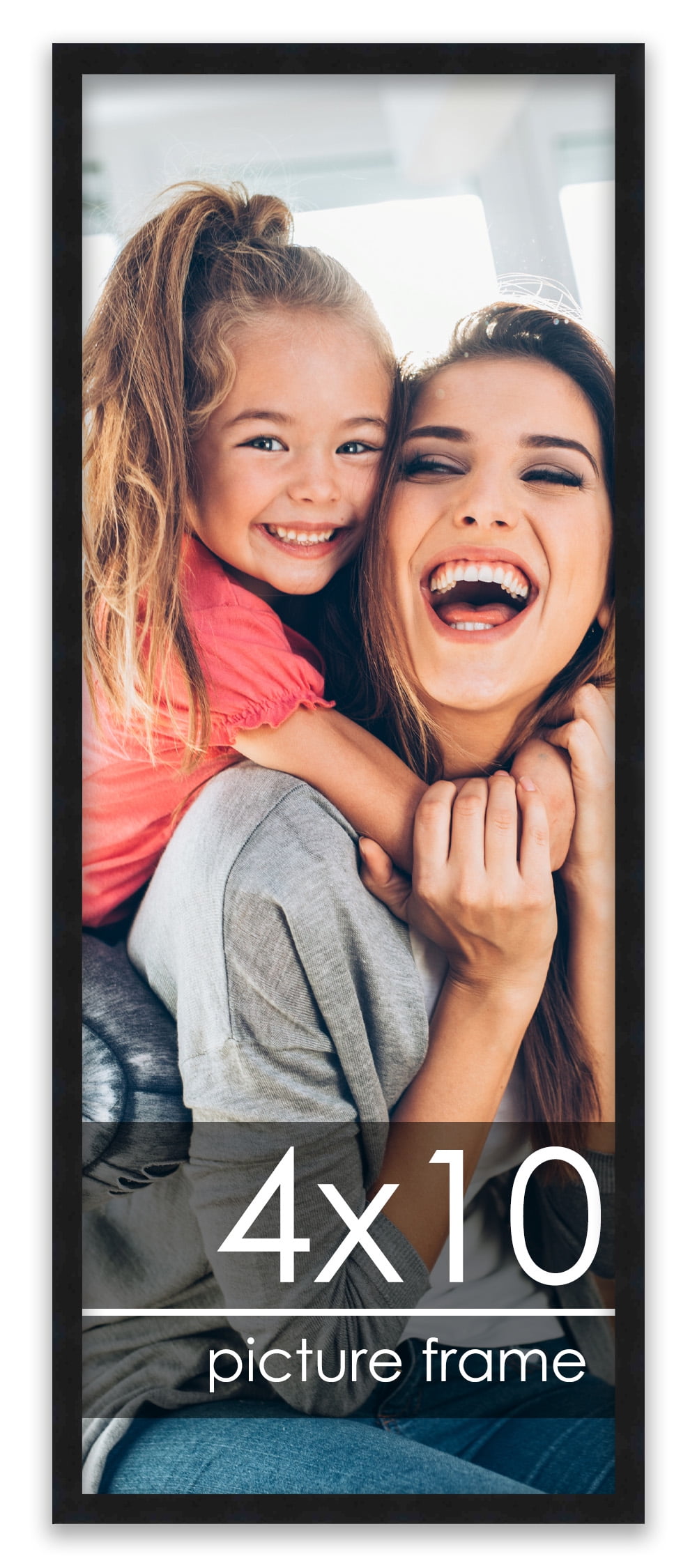 4x10 Black Wood Picture Frame - UV Acrylic, Foam Board Backing, Hanging Hardware