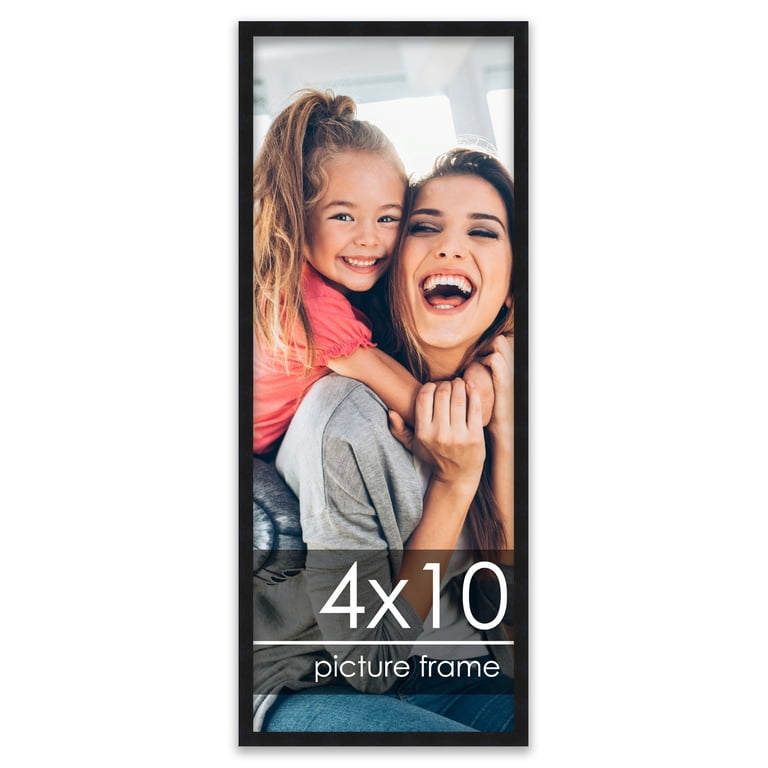 Poster Palooza 10x4 Inch Complete Wood Picture Frame – Black, UV Acrylic, Foam Backing, Ready To Hang