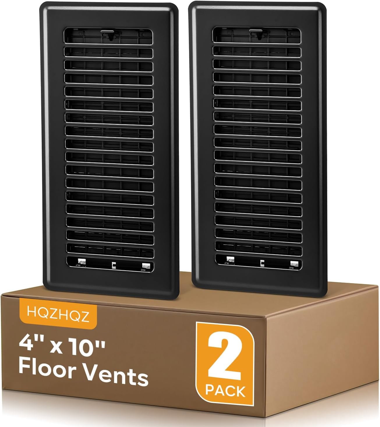 Floor Register 4x10 2x10 Heavy-Duty Floor Register - Walkable Steel Vent With Adjustable Airflow (White) Vent Cover
