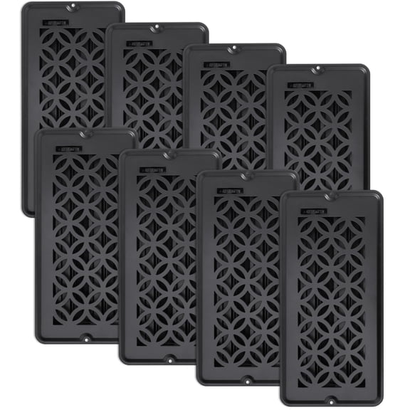 4x10 Floor Vent Covers, Black-8pack, Adjustable Decorative Steel Registers for Home Ceiling Sidewall