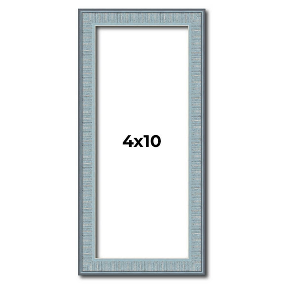 4x10 Frame Blue Scuffed Farm Board Solid Wood Picture Frame Width 0.75 Inches | Interior Depth 0.5