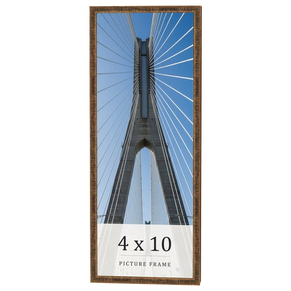 4x10 IN Frame Gold Kingsley Distressed Solid Wood Picture Frame Width 0.75 Inches | Interior Frame
