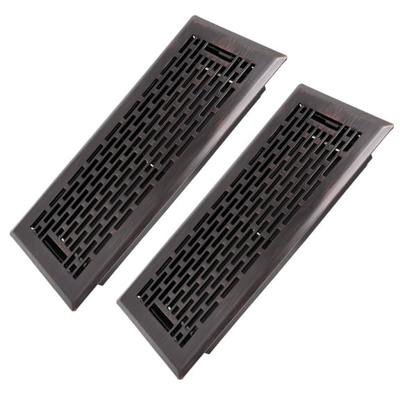4x10 Inches 2 Pack Heavy Duty Walkable Floor Register - Easy Adjust Air Supply Lever Decorative Floor Vent Covers - Boston Design Vent Covers for Home - Oil Rubbed Bronze