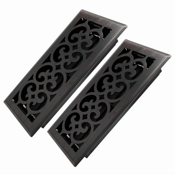 4x10 Inches 2 Pack Heavy Duty Walkable Floor Register Easy Adjust Air Supply Lever Floor Vents - Charlotte Design - Vent Cover for Home Floor - Oil Rubbed Bronze