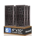 thumbnail image 1 of 4x10 Inches 6 Pack Heavy Duty Walkable Floor Register - Easy Adjust Air Supply Lever Decorative Floor Vent Covers, Seattle Design Vent Covers for Home - Oil Rubbed Bronze, 1 of 7