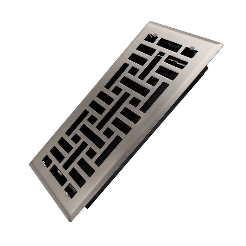 4x10 Inches Heavy Duty Walkable Floor Register Easy Adjust Air Supply Lever Floor Vents - Seattle Design - Vent Cover for Home Floor - Satin Nickel