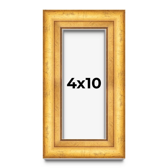 4x10 Shadow Box 1.75" Deep Gold Picture Frame - UV Acrylic, Backing, Hanging Hardware