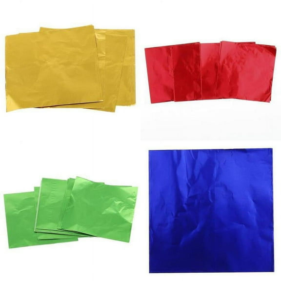 4x100 Pieces of colors Chocolate Sweets Foil Wrappers DIY Package Candy Paper Aluminum Tinfoil Sheets Square 8cm x 8cm
