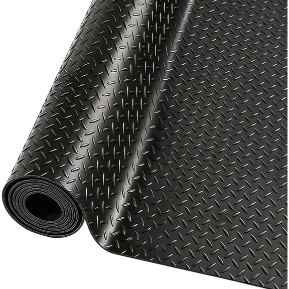 4x10FT Flooring Roll Plate Rubber Garage Floor Mat, Non-Slip Commercial Grade Parking Mat for Garage Floor,Warehouse, , Golf Cart,Black