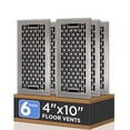 thumbnail image 1 of 4x10 Inch 6 Pack Heavy Duty Steel Walkable Floor Register - Easy Adjust Air Lever - Boston Design Satin Nickel Vent Covers, 1 of 7