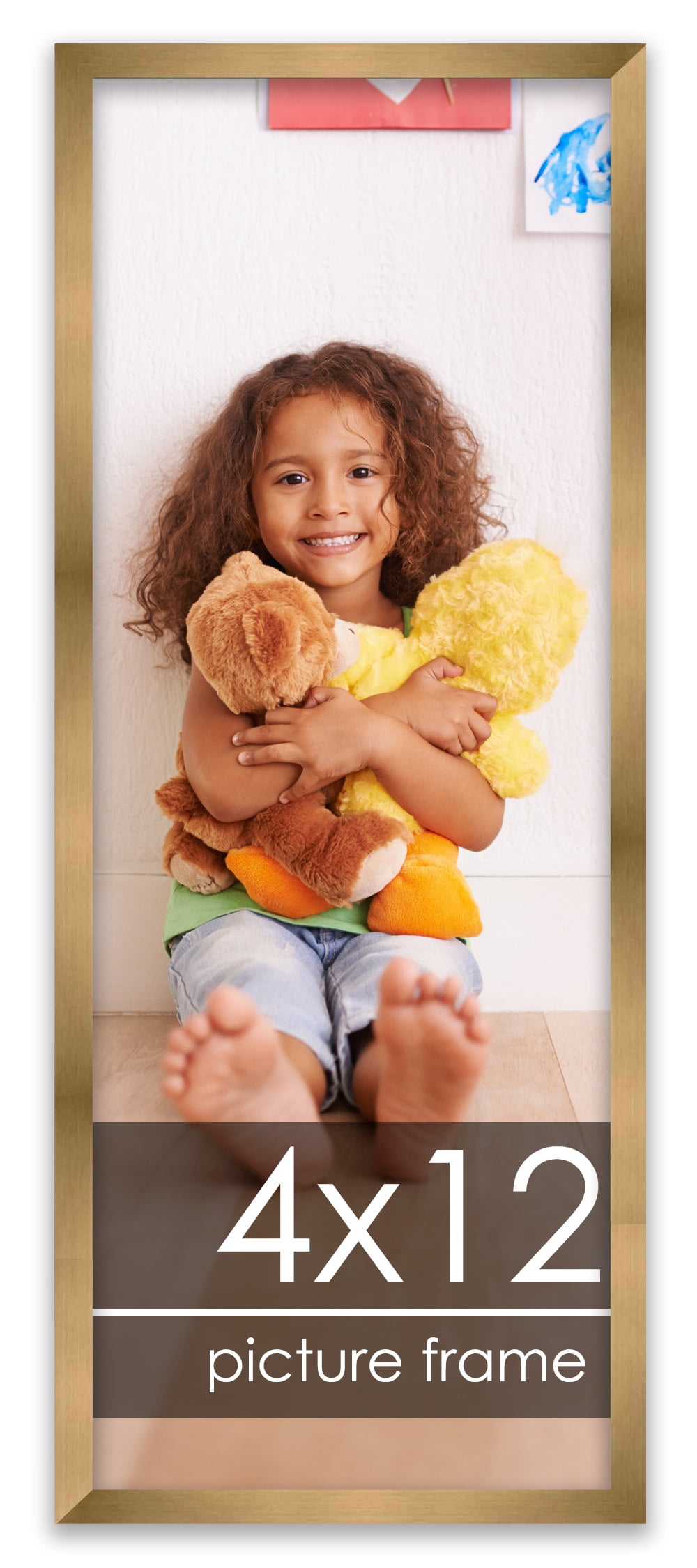4x12 Gold Bronze Wood Picture Frame - UV Acrylic, Foam Board Backing ...