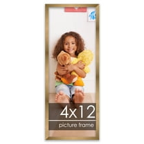 4x12 Gold Bronze Wood Picture Frame - UV Acrylic, Foam Board Backing, Hanging Hardware