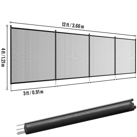 4x12 FT Pool Fence for Inground Pools, Removable Safety Mesh Fence for Kids and Pets, Easy DIY Installation, Durable Teslin PVC Material, Protects Children and Pets Around Swimming Pool