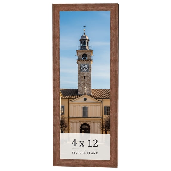 4x12 Frame Brown Farmhouse Solid Wood Picture Frame Width 1.5 Inches | Interior Frame Depth 0.5