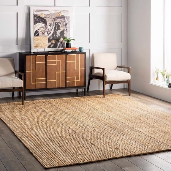 4x12 Ft Natural Jute Area Rug, Hand-Woven, Reversible, Farmhouse Boho Style, Durable & Pet-Friendly Rug for Living Room, Dining Room, and Bedroom